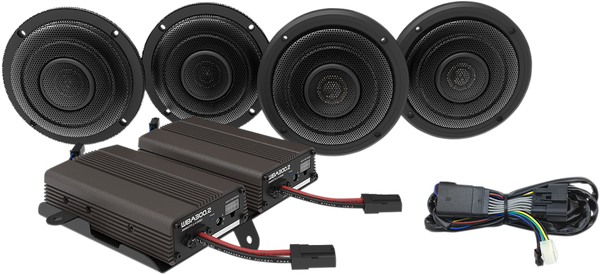 Ultra Front & Rear Speaker Kit With 600w Amp Black, 1, nordicamoto.ro