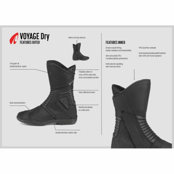 Forma Voyage Dry Negru csizma FORT52W-99, 42-es méret, 2, nordicamoto.ro
