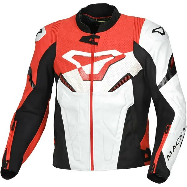 Geaca de piele sport/touring MACNA POINTER 50 Alb/Rosu, 9, nordicamoto.ro