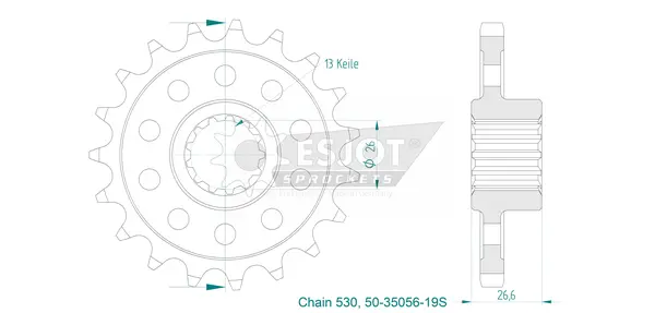 Sport Sprocket Front 530 Natural, 2, nordicamoto.ro