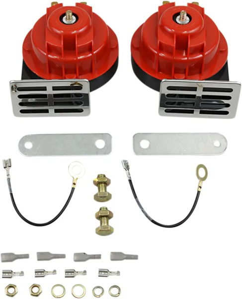 Dual Horn Kit Black, Red, Zinc, 1, nordicamoto.ro
