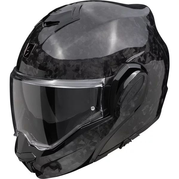 SCORPION EXO-TECH EVO ONYX SOLID CARBON hátrafelé nyitható moduláris sisak – Negru (fekete), S-es méret, 1, nordicamoto.ro