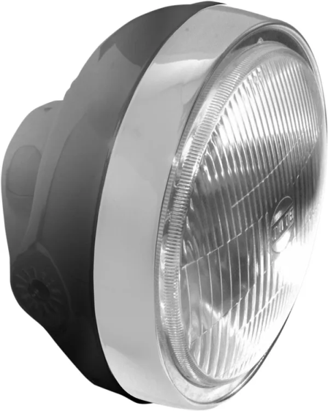 Klasszikus, 6-1/4-inch-es, oldalra szerelhető fényszóró-egység, fekete és króm, 1, nordicamoto.ro