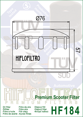 Filtru ulei PIAGGIO 400-500 BEVERLY Hiflofiltro HF184, 2, nordicamoto.ro