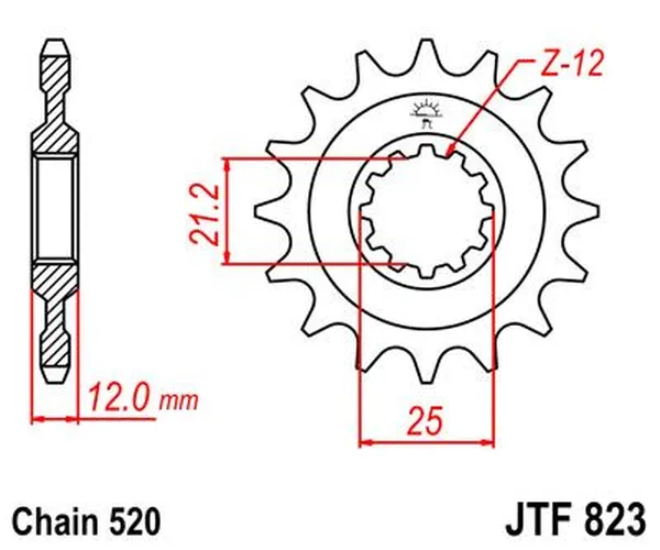 JT SPROCKETS Első lánckerék, természetes színű, 2, nordicamoto.ro