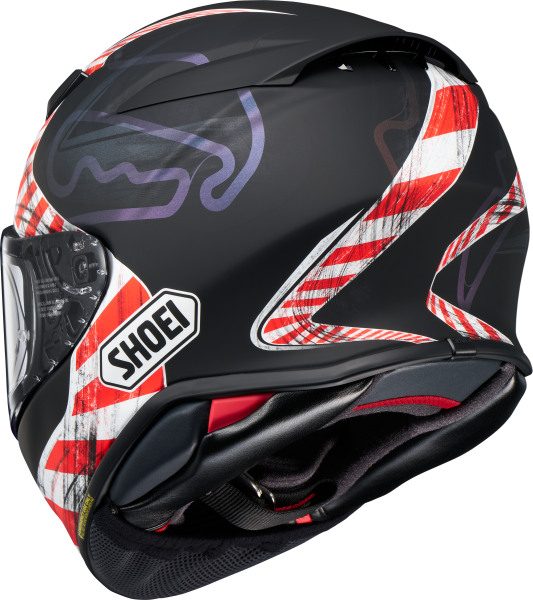 SHOEI NXR2 KNEE DOWN TC-5 teljes arcú sisak, fekete/piros/matt fehér, S-es méret, 9, nordicamoto.ro