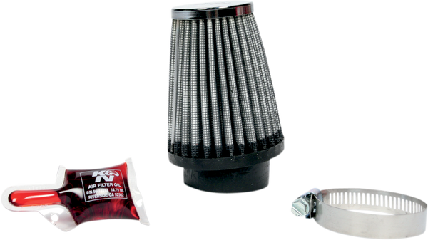 Universal Round Tapered Type Clamp-on Air Filter Black, Silver, 1, nordicamoto.ro
