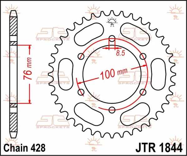 JT SPROCKETS hátsó lánckerék, természetes színű, 2, nordicamoto.ro