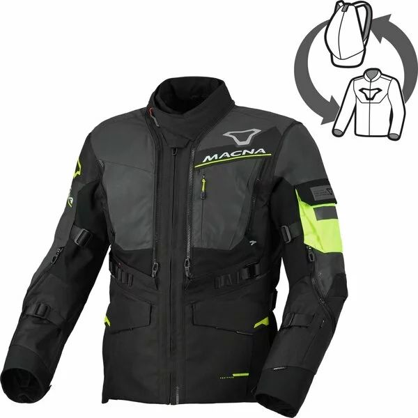 MACNA FLEXODUS Night Eye™ XXL vízálló textil túra-/kalanddzseki – Black Night Eye/fluoreszkáló sárga, 1, nordicamoto.ro
