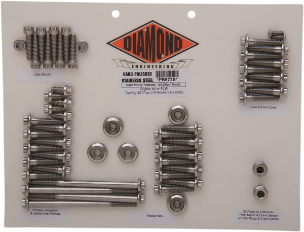 Bolt Kit Eng 07-16 Fl Polished, Stainless Steel, 3, nordicamoto.ro