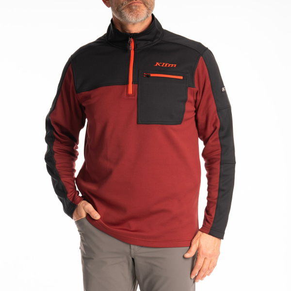 Pulover Klim Glacier 1/4 Zip Mid Layer Dark Olive - Black, 24, nordicamoto.ro