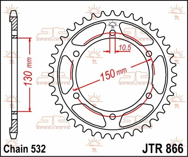 JT SPROCKETS hátsó lánckerék, természetes színű, 2, nordicamoto.ro