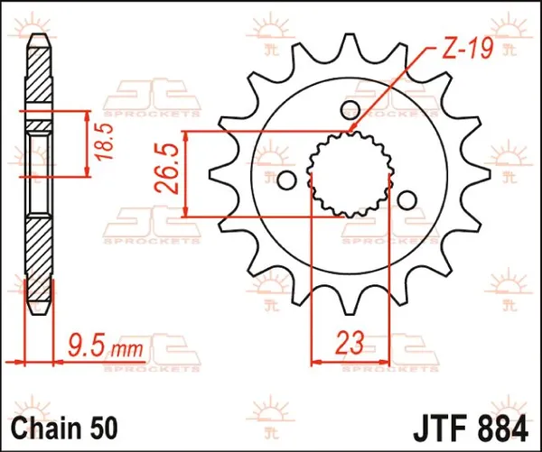 JT SPROCKETS Első lánckerék, természetes színű, 2, nordicamoto.ro