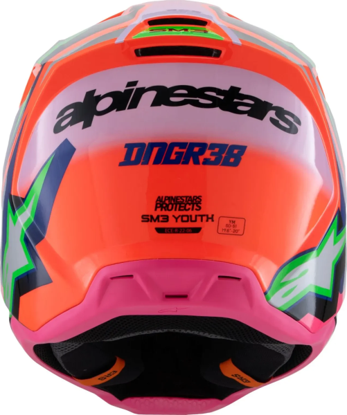 Alpinestars S-M3 Deegan gyermek sisak, narancssárga/rózsaszín/lila, M méret, 6, nordicamoto.ro
