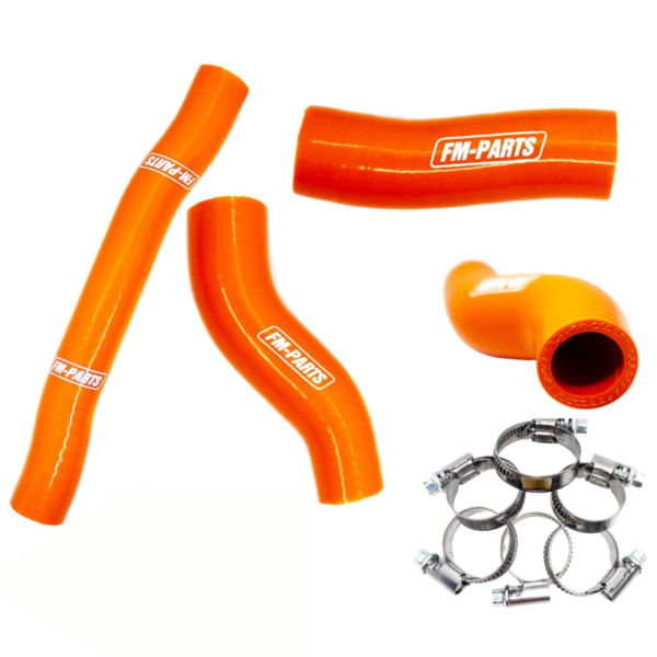 KTM/Husqvarna 2017–2019 narancssárga szilikon hűtőcső-készlet az Fm-Parts-tól, 4, nordicamoto.ro