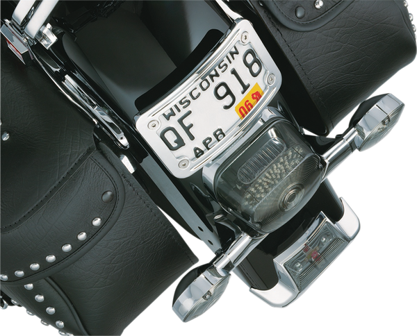 Curved Laydown License Plate Mount With Frame Gloss Black, 1, nordicamoto.ro