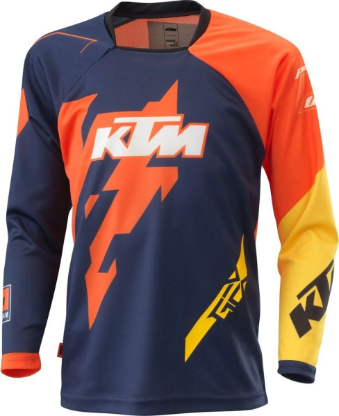 KTM Gravity-FX gyerekpóló – kék/sárga/narancs – M / 128–140 / 7–10 éves, 1, nordicamoto.ro