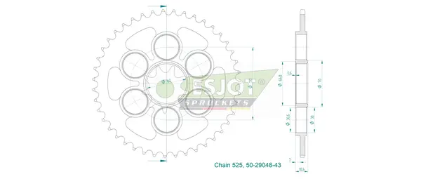 Standard Sprocket Rear 525 Zinc Plated, 2, nordicamoto.ro
