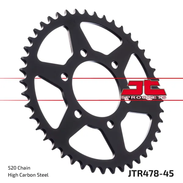 JT SPROCKETS Indukciós edzésű hátsó lánckerék, fekete cinkbevonatú, fekete, cink, 1, nordicamoto.ro