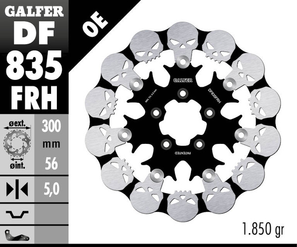 Skull Brake Rotor Black, Silver, 1, nordicamoto.ro