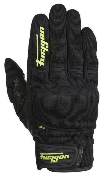 Furygan JET D3O textil kesztyűk, fekete/fluoreszkáló zöld, S-es méret, 1, nordicamoto.ro