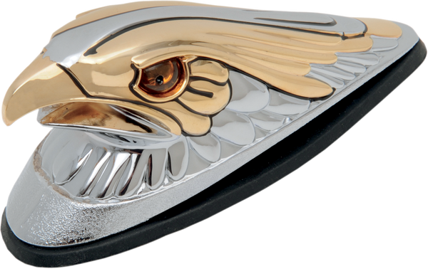 Eagle Head Front Fender Ornament Gold, Chrome, 1, nordicamoto.ro