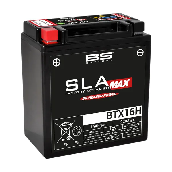 Sla Max Factory – Előre feltöltött, karbantartásmentes AGM akkumulátor [60873] Fekete, 1, nordicamoto.ro