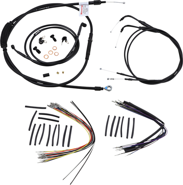 Complete Black Vinyl Handlebar Cable/line Kit For Ape Hanger Handlebars Black, 1, nordicamoto.ro