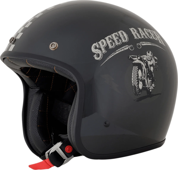 Fx-76 Speed Racer Vintage Helmet Gloss Magnetic/silver X-large Black, Gloss, Gray, Silver XL, 1, nordicamoto.ro