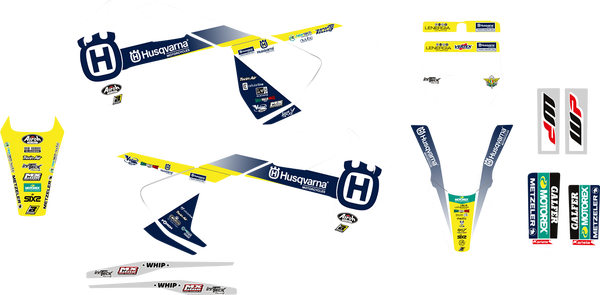 Trophy Graphic Kit Yellow, White, Blue, 3, nordicamoto.ro