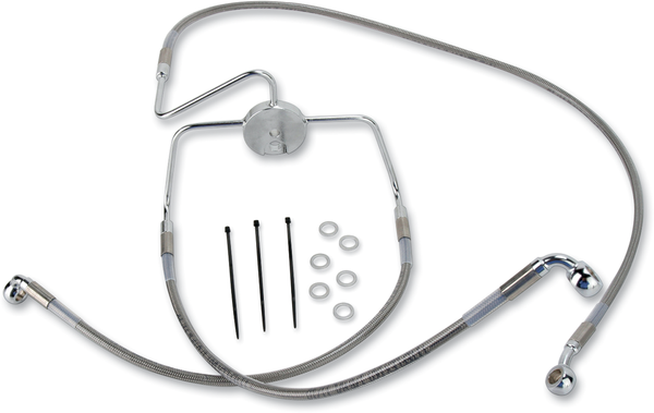Extended Length Stainless Steel Brake Line Kit Silver, Clear-coated Oversize [+51 mm (2'')], 1, nordicamoto.ro
