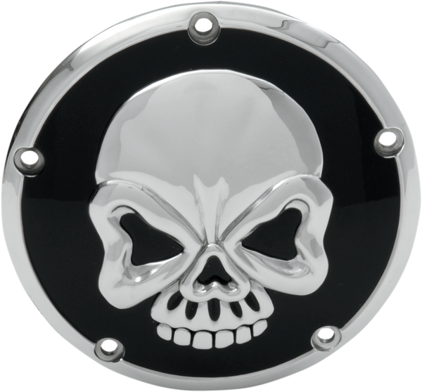 Skull Derby Cover Black, Gloss, Chrome, 1, nordicamoto.ro
