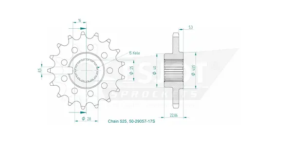 Sport Sprocket Front 525 Natural, 2, nordicamoto.ro