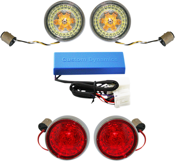 Complete Front & Rear Turn Signal Conversion Kit With Bullet Bezel Lenses Chrome, 1, nordicamoto.ro