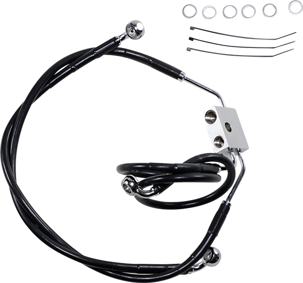 Extended Length Black Vinyl Brake Line Kit Black Oversize [+102 mm (4'')], 1, nordicamoto.ro