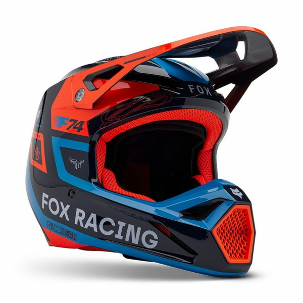 FOX V1 Race Spec gyermek sisak, fekete/kék/narancssárga, 1, nordicamoto.ro