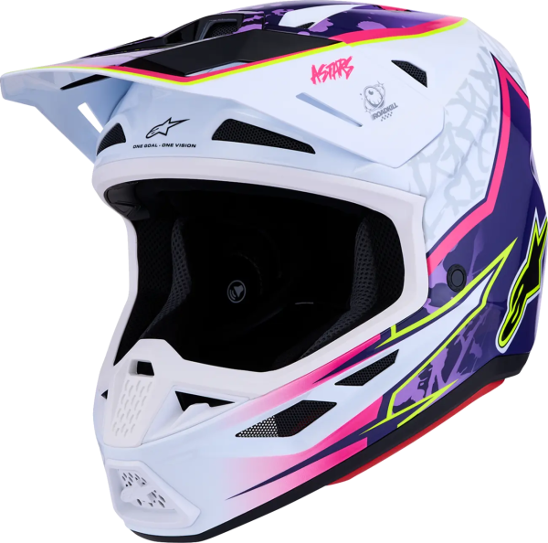 Alpinestars S-M7 Blaster sisak, lila/rózsaszín/fehér, M-es méret, 1, nordicamoto.ro