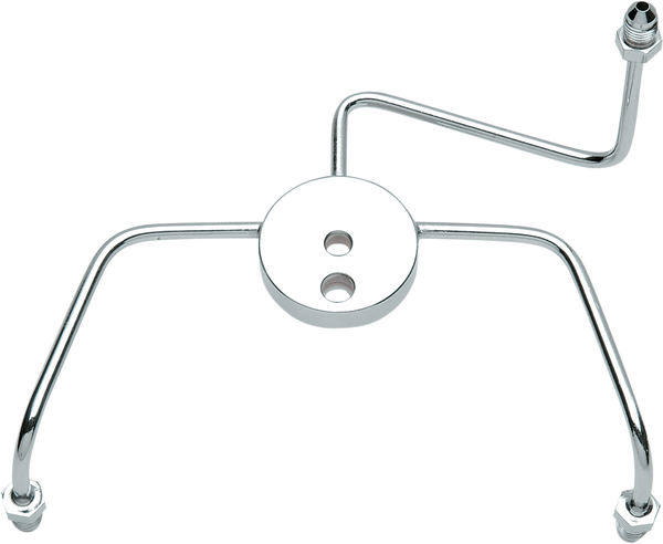 Chrome Steel Front Brake Tee With Fittings For Dual-disc Applications Chrome, 1, nordicamoto.ro