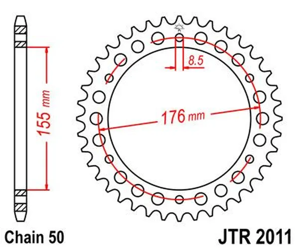 JT SPROCKETS hátsó lánckerék, természetes színű, 2, nordicamoto.ro