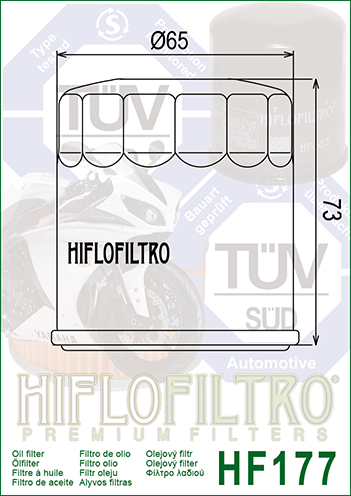 BUELL 900–1200 LIGHTNING olajszűrő, Hiflofiltro HF177, 2, nordicamoto.ro
