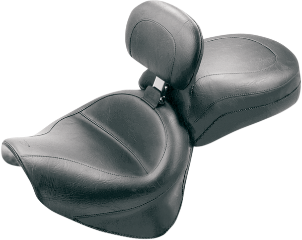 Vintage Wide Touring Seat With Driver Backrest Black, 1, nordicamoto.ro