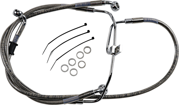 Extended Length Stainless Steel Brake Line Kit Silver, Clear-coated Oversize [+152 mm (6'')], 2, nordicamoto.ro