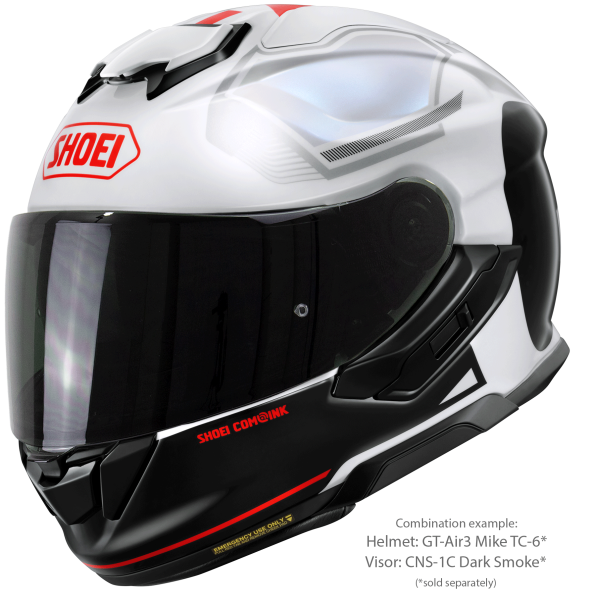 SHOEI GT-AIR3 MIKE TC-6 teljes arcú sisak, fekete/piros/fehér, S-es méret, 6, nordicamoto.ro