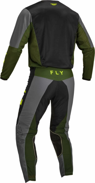Fly Kinetic Jet MX/Enduro felszerelés-készlet – Fekete/Olívazöld/Fluo sárga, 5, nordicamoto.ro