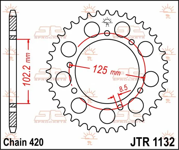 JT SPROCKETS hátsó lánckerék, természetes színű, 2, nordicamoto.ro