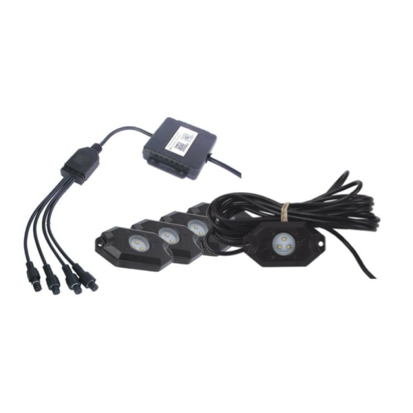 SHARK LED-es lámpa, LED-sáv 40x72 mm, 3 W, többszínű, Bluetooth-vezérlés, 4 darabos készlet, 5, nordicamoto.ro