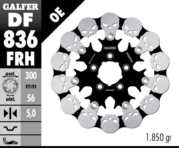 Skull Brake Rotor Black, Silver, 1, nordicamoto.ro