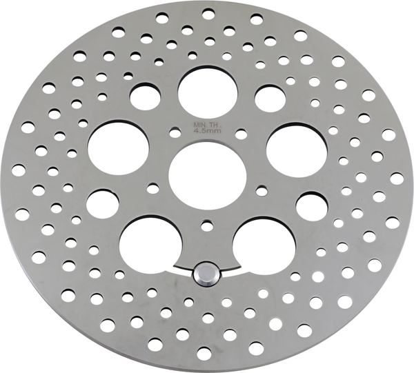 Polished Stainless Steel Drilled Brake Rotor Silver, Polished, 1, nordicamoto.ro