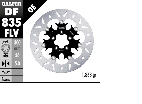 Brake Rotor Floating Round Black, Silver, 1, nordicamoto.ro