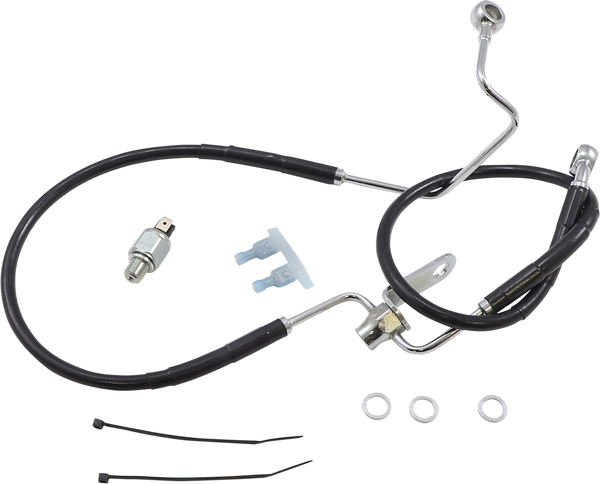 Extended Length Black Vinyl Brake Line Kit Black, Vinyl Coated Oversize [+76 mm (3')], 1, nordicamoto.ro